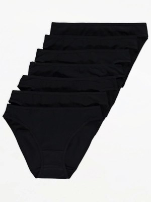 Black High Leg Knickers 7 Pack Lingerie at ASDA