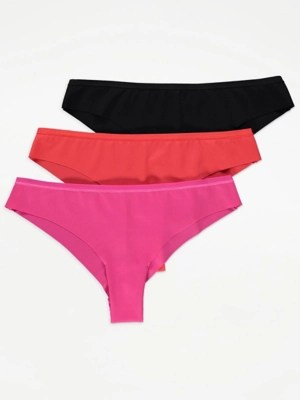 Bright No VPL Brazilian Knickers 3 Pack Lingerie at ASDA