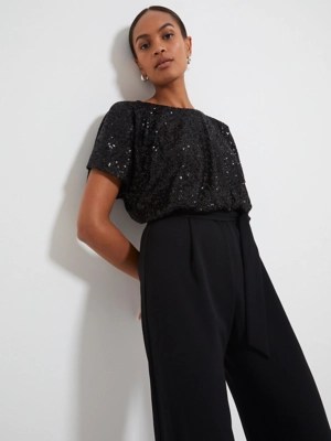 Black Sequin Top Jumpsuit Women at ASDA