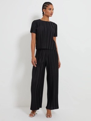 Black Plisse Trousers Women at ASDA