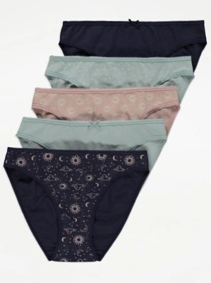 Celestial High Leg Knickers 5 Pack Lingerie at ASDA
