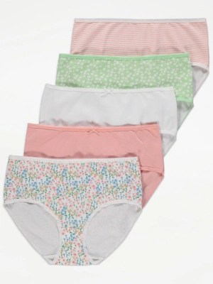 Spring Floral Midi Knickers 5 Pack Lingerie at ASDA
