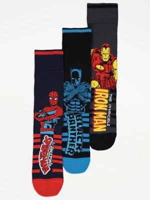 Marvel Socks 3 Pack Gift Set Men at ASDA