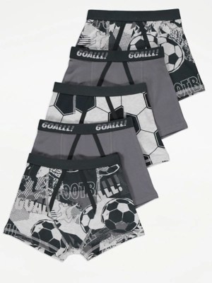 Grey Football Trunks 5 Pack Kids at ASDA