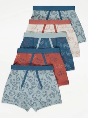 Animal Trunks 5 Pack Kids at ASDA