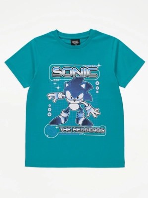 Sonic The Hedgehog Teal Graphic TShirt Kids at ASDA