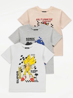 Sonic The Hedgehog Character TShirts 3 Pack Kids at ASDA