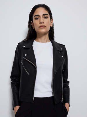 Studio Edit Black PU Biker Jacket Women at ASDA