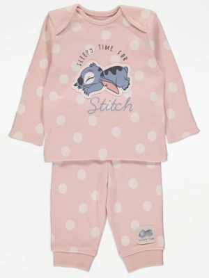 Disney Lilo & Stitch Pink Spot Pyjamas Baby at ASDA