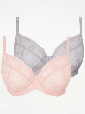 Embroidered Non Padded Bras 2 Pack Lingerie at ASDA