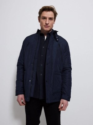 Navy Diamond Quilted Jacket Men at ASDA