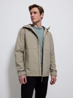 Khaki Lightweight Zip Through Hooded Jacket Men at ASDA