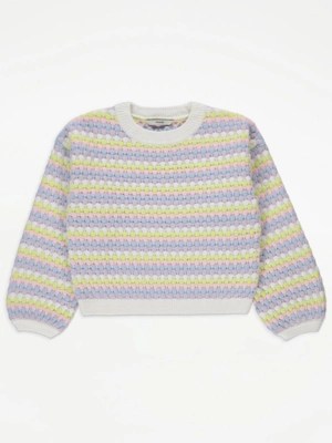 Pastel Chunky Knit Striped Jumper Kids at ASDA