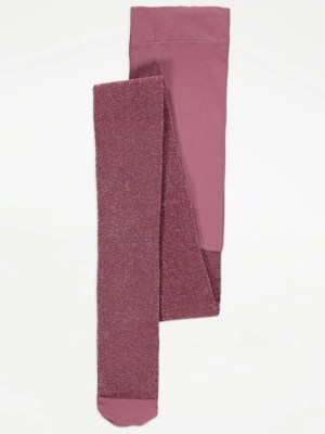 Dusky Pink Shimmer Tights Kids at ASDA