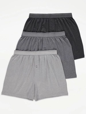 Grey Loose Fit Boxers 3 Pack Men at ASDA