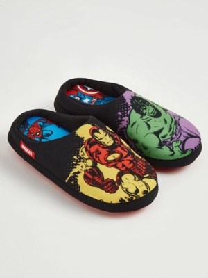 Marvel Black Mule Slippers Kids at ASDA