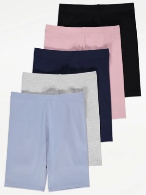 Plain Cycling Shorts 5 Pack Kids at ASDA