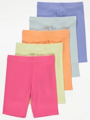 Bright Cycling Shorts 5 Pack Kids at ASDA