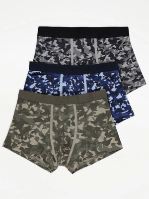 Camouflage Hipster Trunks 3 Pack Men at ASDA