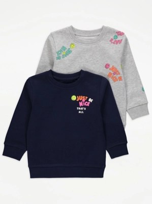 Smiley Face Sweatshirts 2 Pack Kids at ASDA