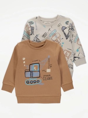 Digger Sweatshirts 2 Pack Kids at ASDA