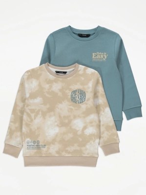 Epic Vibes Tie Dye Crew Neck Sweatshirts 2 Pack Kids at ASDA