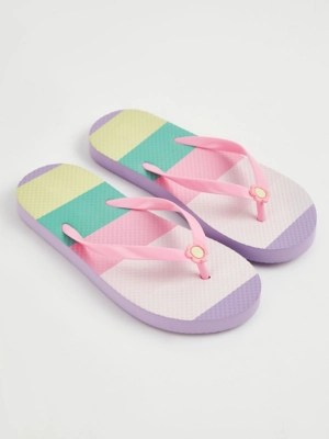 Colourful Striped Flip Flops Kids at ASDA