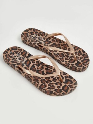 Leopard Moulded Sole Flip Flops Women at ASDA