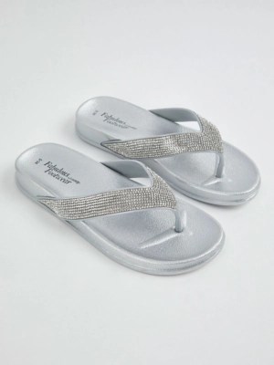 Silver Diamante Flatform Flip Flops Women at ASDA