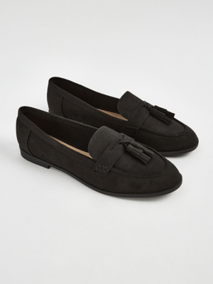 Black Wide Fit Tassel Loafers Women at ASDA