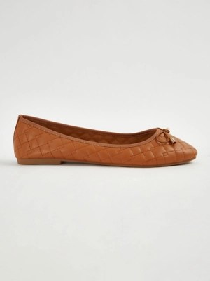 Tan Quilted Ballet Shoes Women at ASDA