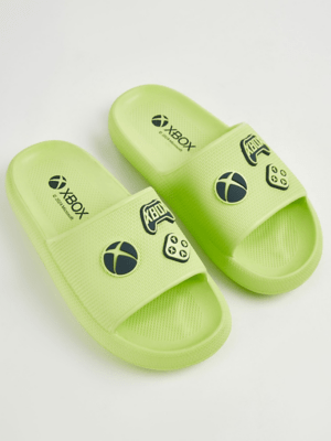 Xbox Neon Green Sliders Kids at ASDA