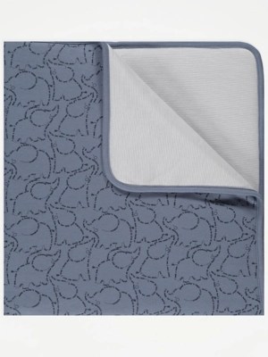 Blue Elephant Striped Reversible Baby Blanket Baby at ASDA