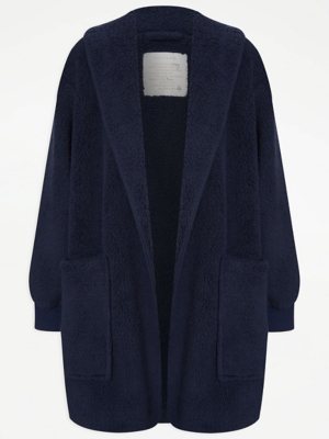 Navy Fleece Lounge Cardigan Lingerie at ASDA