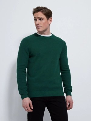 Jade Green Textured Knitted Jumper Men at ASDA