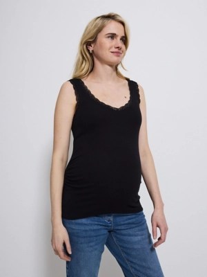 Maternity Black Lace Trim Vest Women at ASDA