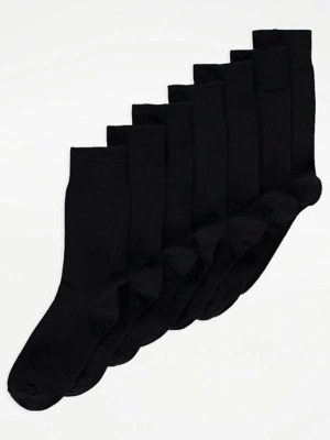 Black Ankle Socks 7 Pack Men at ASDA