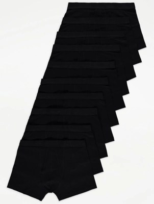 Black AFront Boxers 10 Pack Men at ASDA