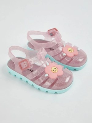 Pink Glitter Flower Jelly Sandals Kids at ASDA