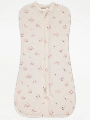 Cream Floral Swaddle Sleeping Bag Baby at ASDA