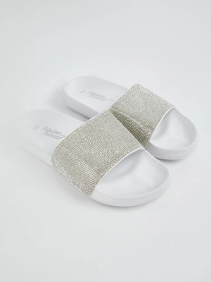 White Embellished Bling Sliders Women at ASDA