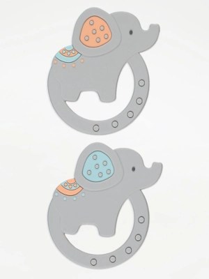 Grey Elephant Teethers 2 Pack Baby at ASDA