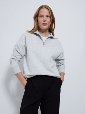 Grey Quarter Zip Tunic Sweatshirt Women at ASDA