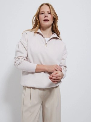 Neutral Quarter Zip Tunic Sweatshirt Women at ASDA