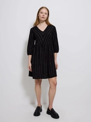 Black Stripe V Neck Long Sleeve Mini Dress Women at ASDA