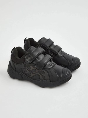 Black Flame Light Up Double Strap School Shoes School at ASDA