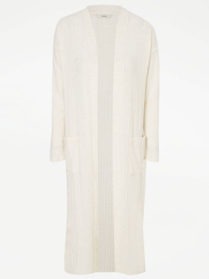 Cream Ribbed Longline Cardigan Women at ASDA