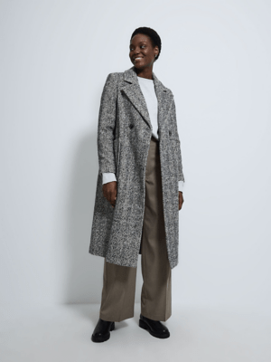 Herringbone Double Breasted Formal Coat Women at ASDA
