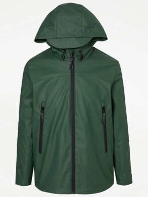 Dark Green Shower Resistant Jacket Kids at ASDA