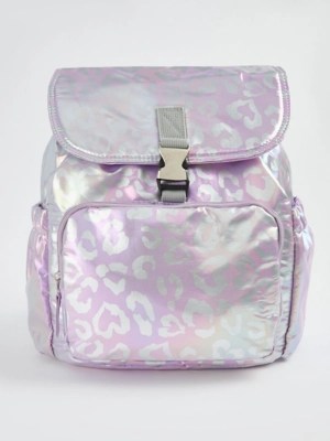 Lilac Shine Leopard Print Backpack Kids at ASDA